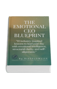"Mockup of 'The Emotional CEO Blueprint' book cover – premium design for leaders seeking emotional intelligence and self-alignment"